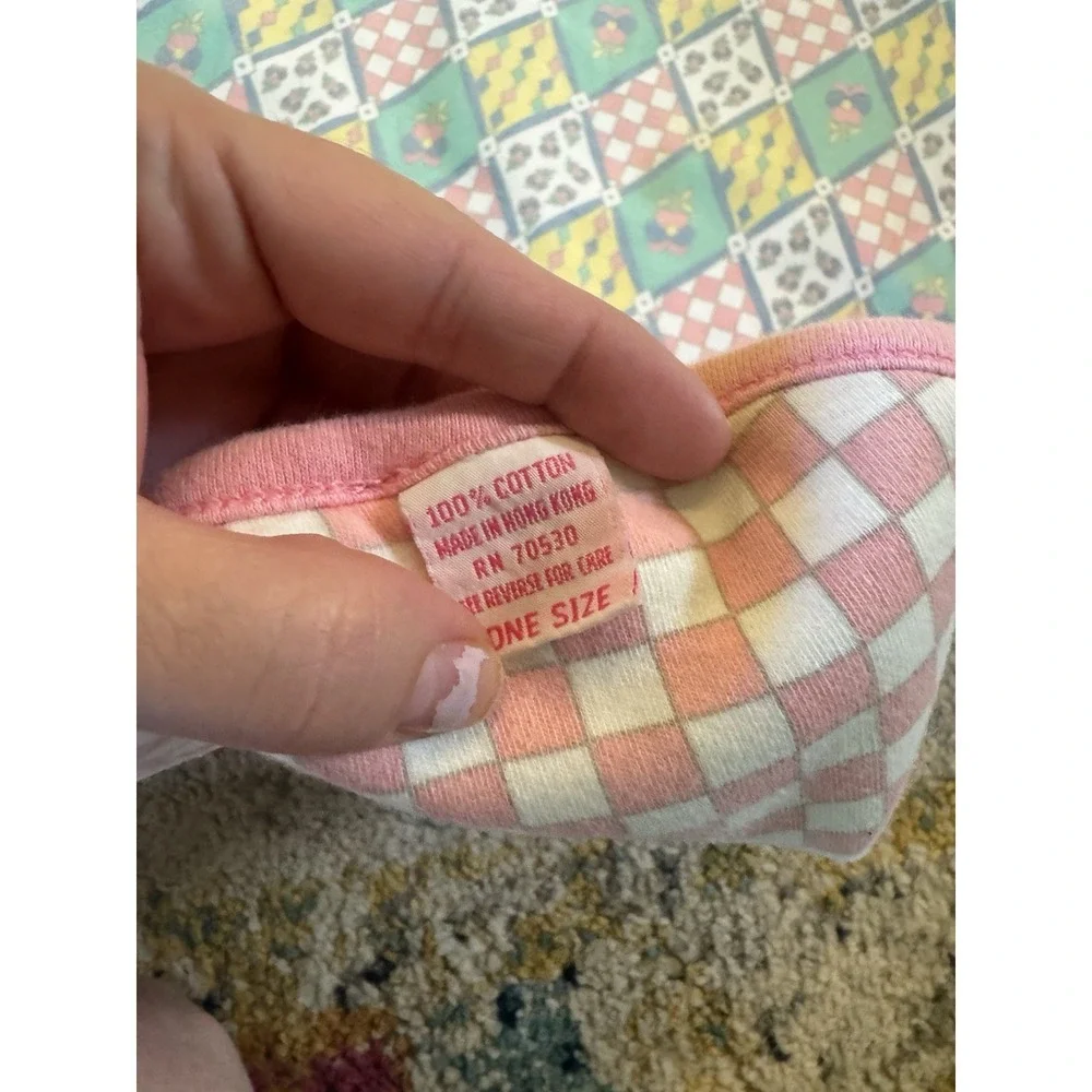 Vintage Gymboree Baby Blanket Pink Patchwork Diamonds Floral Rare 90s Cotton #1